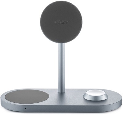 Беспроводное зарядное устройство uBear Stage Pro Magnetic 3в1, 30 Вт серый