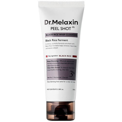 Пенка с углём для глубокого очищения кожи Dr.Melaxin Peel Shot Black Rice Whip Cleanser