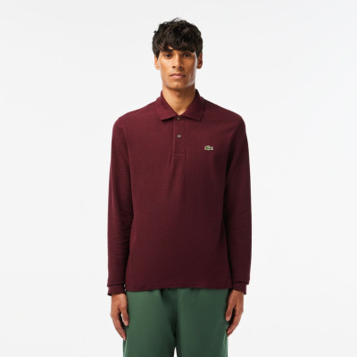 Мужское поло Lacoste L.12.21 классического кроя с длинным рукавом