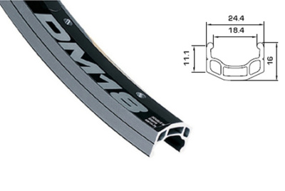 Обод Alex Rims DM18 26" (черный ниппель (авто) 36 стенка двойная, одинарный пистон 26" для ободных тормозов)