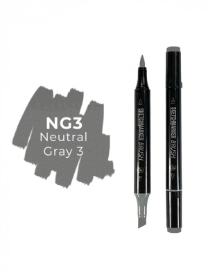 Маркер двухсторонний на спиртовой основе Sketchmarker Brush Цвет Нейтральный серый 3