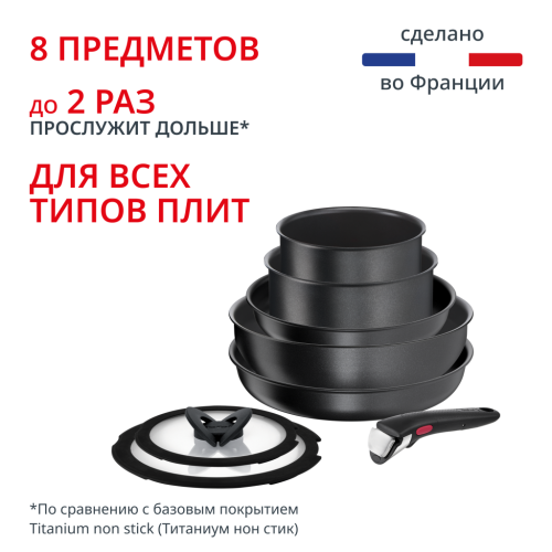 Набор посуды Ingenio Daily Chef Black 8 предметов 16/18/22/26/26 см L7629242