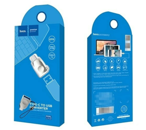 Переходник Hoco (UA9) Type-C на USB3.0 с поддержкой OTG (Pearl Nickel)
