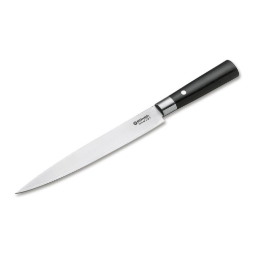 Кухонный нож слайсер для нарезки Boker, сталь VG-10 в обкладках из дамасской стали, рукоять дерево