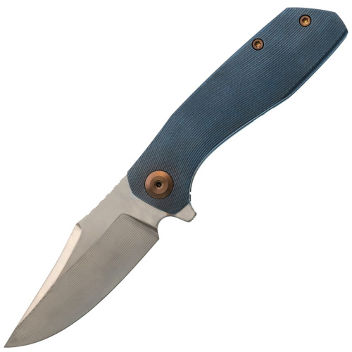 Складной нож Assassin knives Mini Rex Flipper, сталь Damascus, рукоять титан, синий