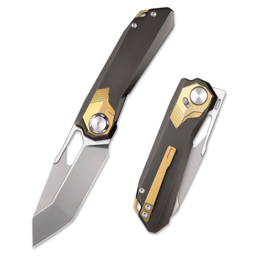 Складной нож Remette Peregrine Falcon, сталь M390, рукоять титан, коричневый/золотистый