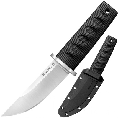 Нож с фиксированным клинком Cold Steel Kyoto II Drop, сталь 8Cr13MoV, рукоять Kray-Ex, черный