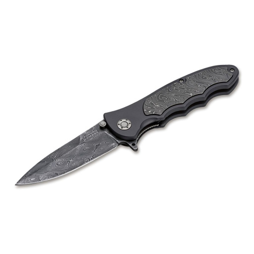 Складной нож Boker Collection Leopard-Damast III, сталь дамаск, рукоять титан/карбон