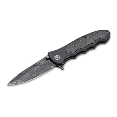 Складной нож Boker Collection Leopard-Damast III, сталь дамаск, рукоять титан/карбон