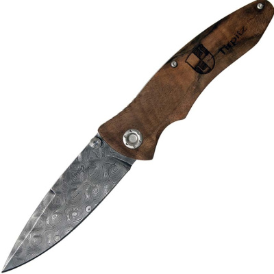 Складной нож Boker Tirpitz, сталь дамаск, рукоять ореховое дерево