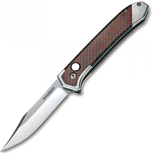 Автоматический складной нож Boker Magnum Rubico Auto, сталь 440A, рукоять карбон/нержавеющая сталь