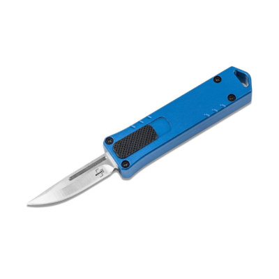 Фронтальный автоматический нож Boker Micro USB OTF, сталь D2, рукоять алюминий, синий