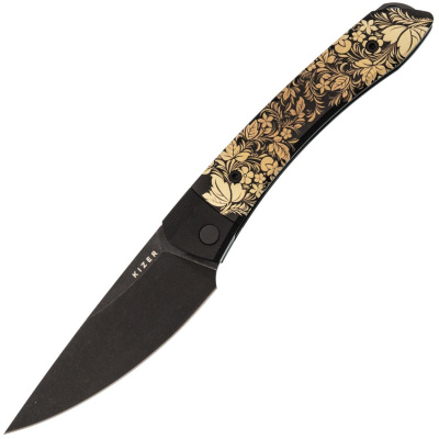 Складной нож Kizer Momo Russian Pattern, сталь Nitro-V, рукоять G10 c принтом