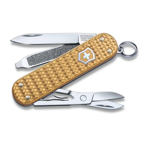 Нож перочинный Victorinox Alox Classic SD Colors, Brass Gold, золотой алюминий, 5 функций, 58 мм