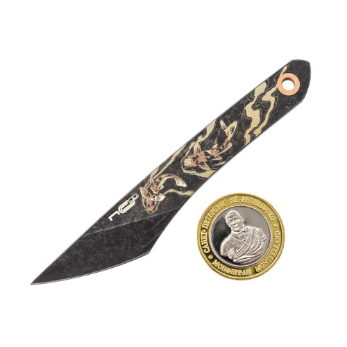 Скелетный нож N.C.Custom Киридаши Koi Blackwash, сталь AUS-8
