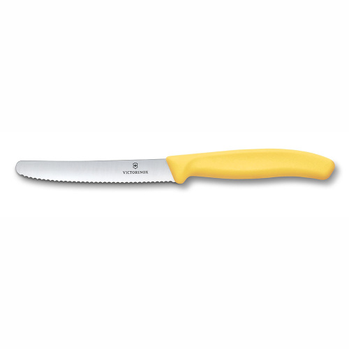 Нож столовый серрейтор Victorinox Swiss Classic 11 см, нержавеющая сталь, рукоять пластик, желтый