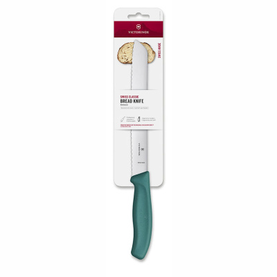 Нож для хлеба серрейтор Victorinox Swiss Classic 21 см, нержавеющая сталь, рукоять пластик, зеленый