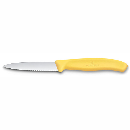Нож для овощей серрейтор Victorinox Swiss Classic 8 см, нержавеющая сталь, рукоять пластик, желтый