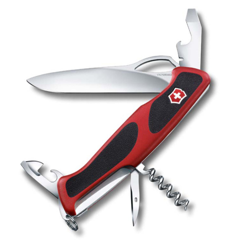 Нож перочинный Victorinox RangerGrip 61, сталь X55CrMo14, рукоять полиамид, красно-чёрный, 11 функций, 130мм