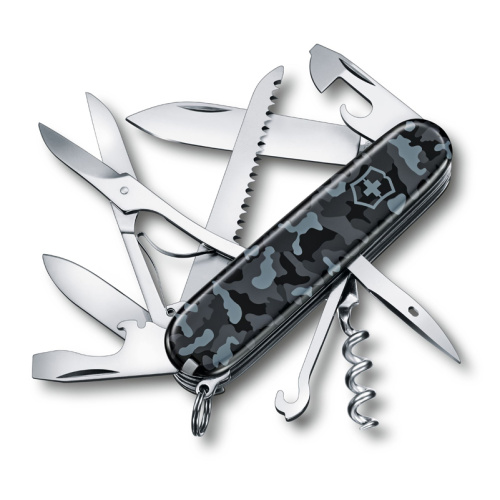 Нож перочинный Victorinox Huntsman Navy Camouflage, сталь X55CrMo14, рукоять Cellidor®, морской камуфляж, 15 функций, 91мм