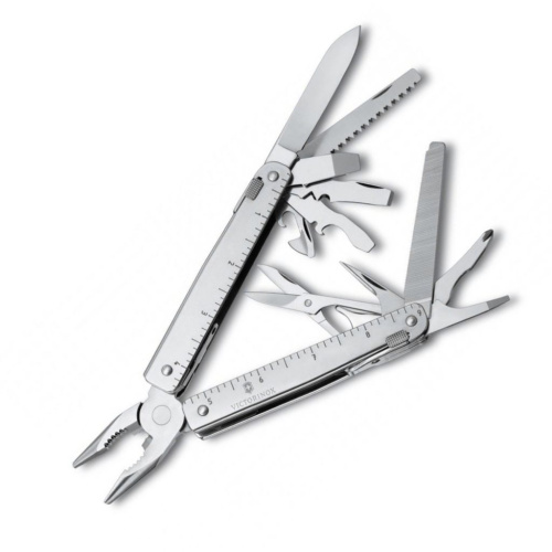Мультитул Victorinox SwissTool Plus, сталь X50CrMoV15, рукоять нержавеющая сталь, серый
