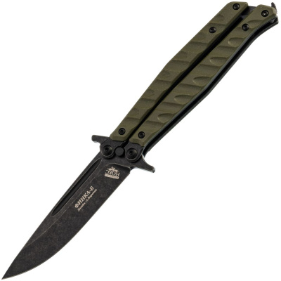 Нож-бабочка (балисонг) НОКС Финка Б Black, сталь D2, рукоять G10