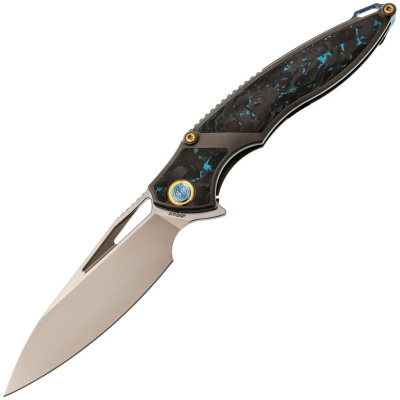 Складной нож Rike RK1902, сталь M390, рукоять титан/карбон, синий, премиальный флиппер