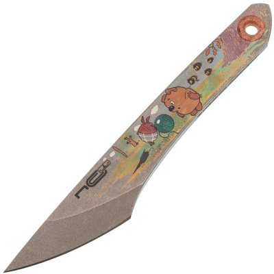 Скелетный нож N.C.Custom Киридаши Koi Винни-Пух #1, сталь AUS-8, ножны оранжевый Kydex