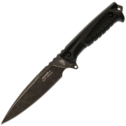Тактический нож НОКС Антей-3 Black, сталь AUS8, рукоять эластомер