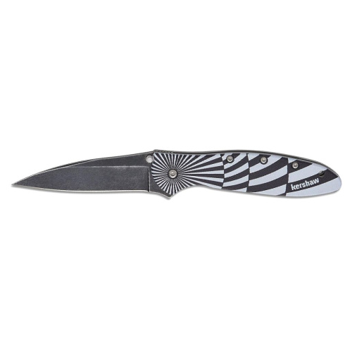 Полуавтоматический складной нож Kershaw Leek Black-White Swirl, сталь Sandvik 14C28N, рукоять алюминий, черно-белый