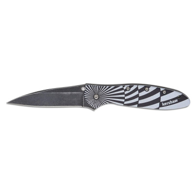Полуавтоматический складной нож Kershaw Leek Black-White Swirl, сталь Sandvik 14C28N, рукоять алюминий, черно-белый