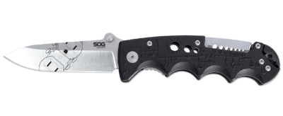 Складной нож электрика со стриппером Kilowatt - SOG EL01, сталь AUS-8, рукоять термопластик GRN