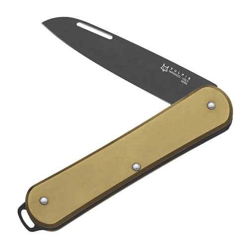 Складной нож Fox Vulpis Large Black Idroglader Blade, сталь M390, рукоять латунь