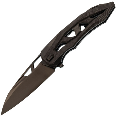 Складной нож TUOTOWN ONYX, стальTmax, рукоять Titanium black / carbon fiber