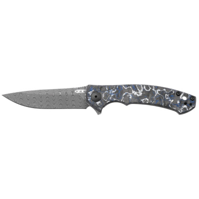 Складной нож Zero Tolerance 0450MMC, сталь Vegas Forge Damascus, рукоять титан/карбон, черно-синий