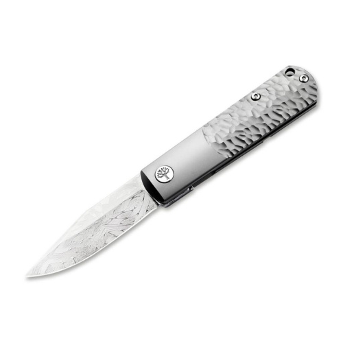 Складной нож Boker BRLW Meteorite Damast Platinum Edition, сталь Damascus, рукоять титан