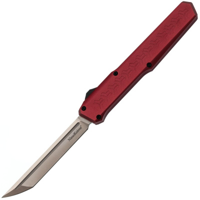 Автоматический нож Nimo Slender Man, сталь D2, выкидной фронтальный нож, рукоять алюминий красный