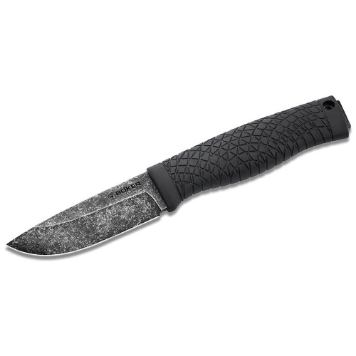 Нож с фиксированным клинком Boker Bronco Mini, сталь 80CrV2, рукоять TPE, черный