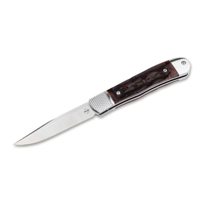 Автоматический нож Boker Hidden Release Trapper Appaloosa Bone, сталь D2, рукоять кость, коричневый