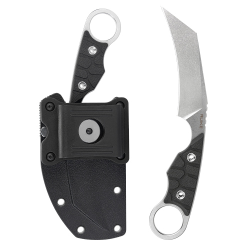 Нож с фиксированным клинком Ruike FS68-B, сталь 14C28N, рукоять G10, черный