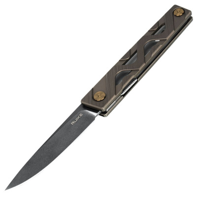 Складной нож Ruike P878-AK, сталь 14C28N, рукоять алюминий, бронзовый