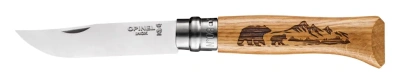 Нож Opinel №8 Animalia, нержавеющая сталь, рукоять дуб, гравировка медведь