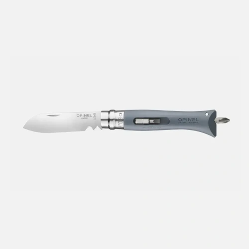 Складной нож Opinel №9 VRI DIY, сталь 12C27, рукоять термопластик, серый,