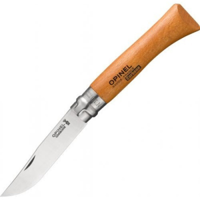 Нож Opinel №10 Carbon, углеродистая сталь, традиционный складной нож, рукоять бук