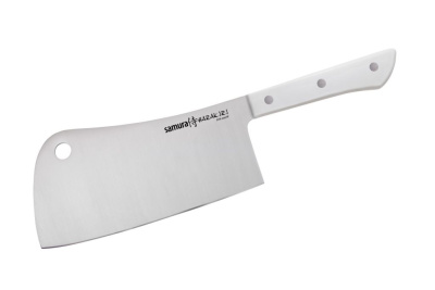 Нож-топорик кухонный для мяса Samura "HARAKIRI" (SHR-0040W) 180 мм, сталь AUS-8, рукоять ABS пластик, белый