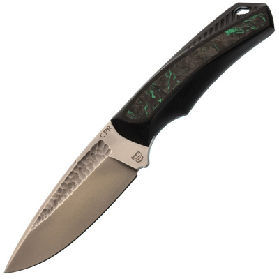 Нож Pocket Wolf Мини Тактик с долом, сталь CPR, рукоять G10/carbon, черно-зеленый