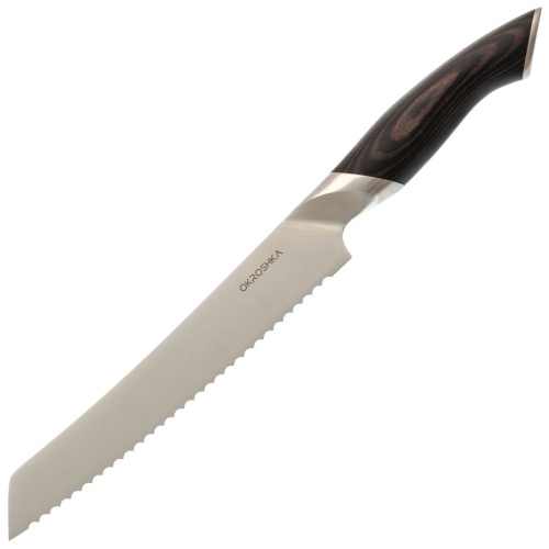 Нож кухонный хлебный Okroshka Truffle 20.6 см, сталь 9cr18mov, рукоять Pakka Wood