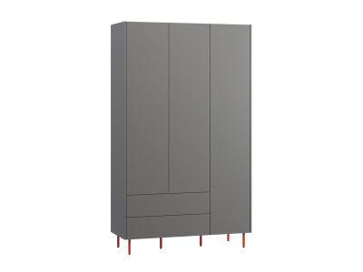 Распашной шкаф Изи 3-130x220 Графитовый/оранжевый