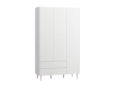 Распашной шкаф Изи 3-130x220 Белый/Розовый