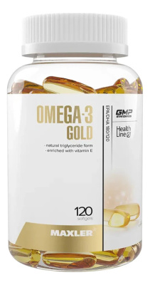 Биологически активная добавка к пище Omega-3 Gold + Vitamin E: Биодобавка 120шт